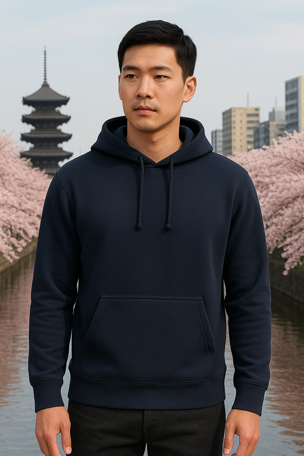 Sweat à capuche bleu marine