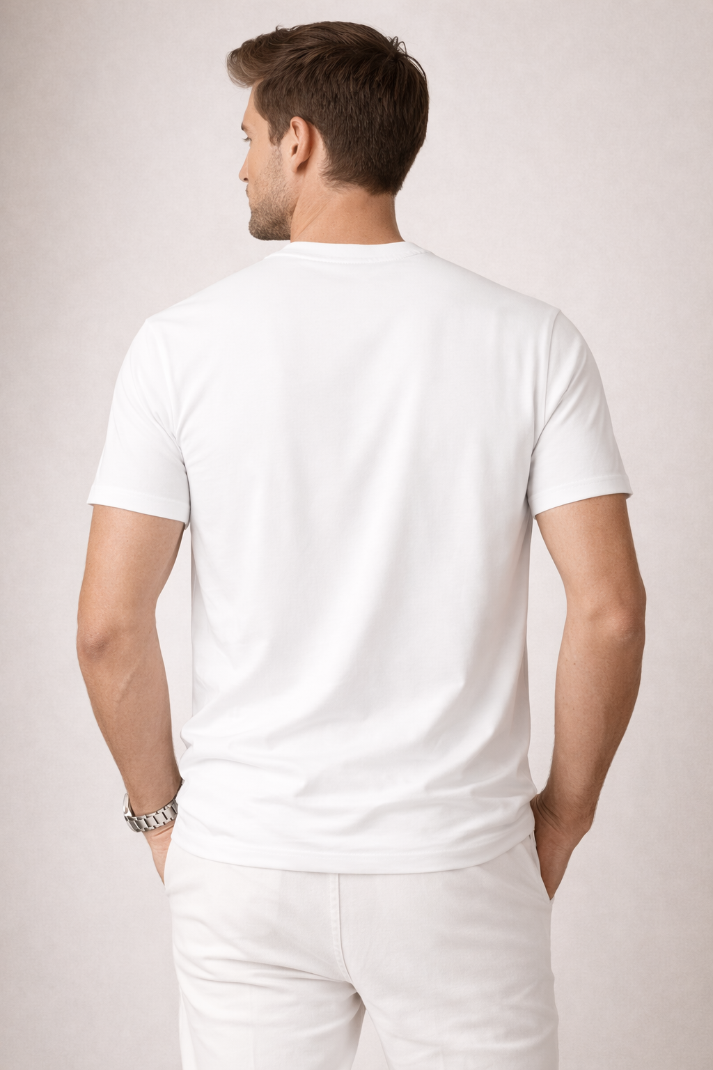 T-shirt blanc à manches courtes 100% coton