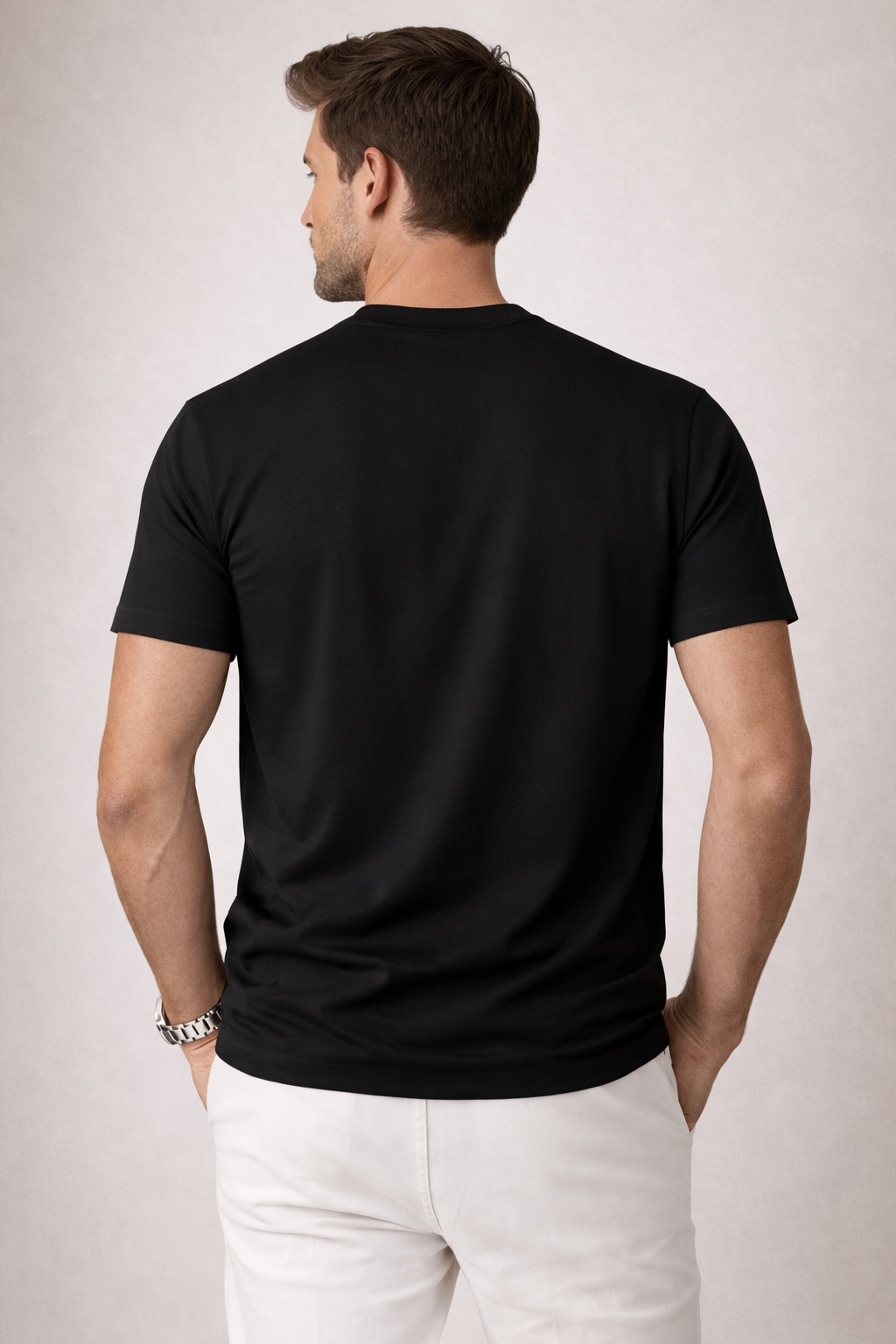 T-shirt noir basique à manches courtes 100% coton