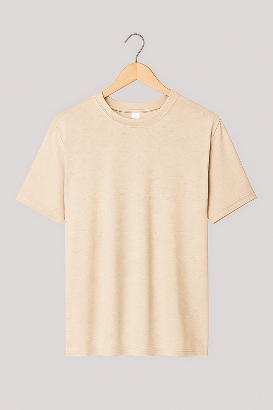 T shirt Beige Crème à manches courtes 100% coton
