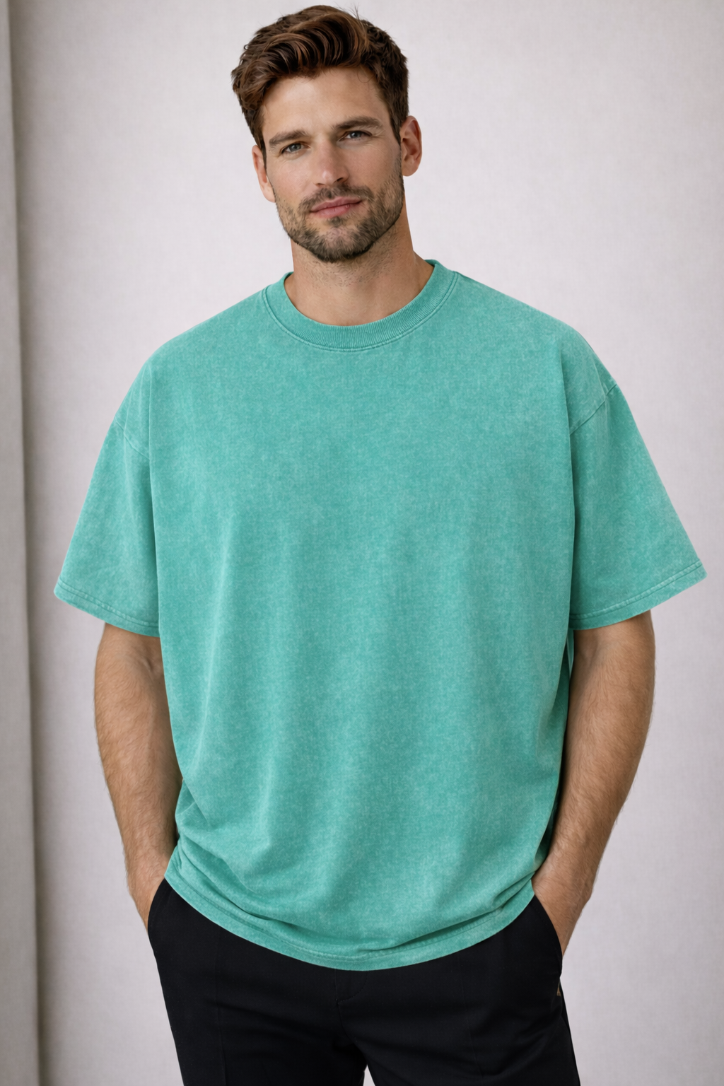 T-shirt Oversize délavé Cyan
