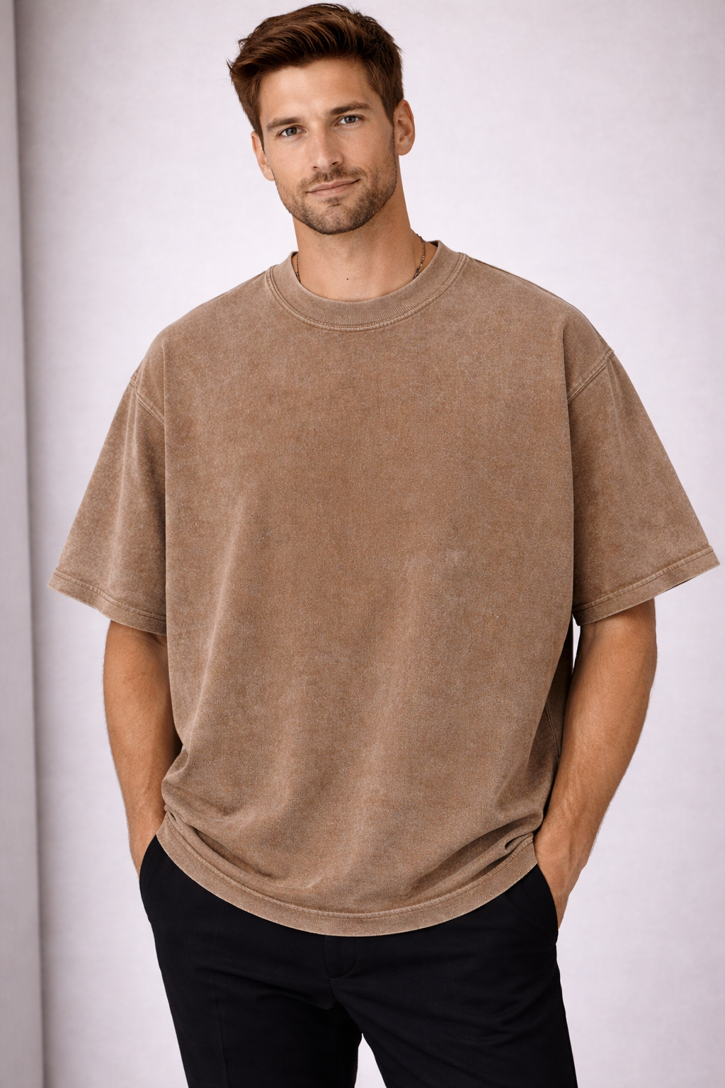 T-shirt Oversize délavé Marron