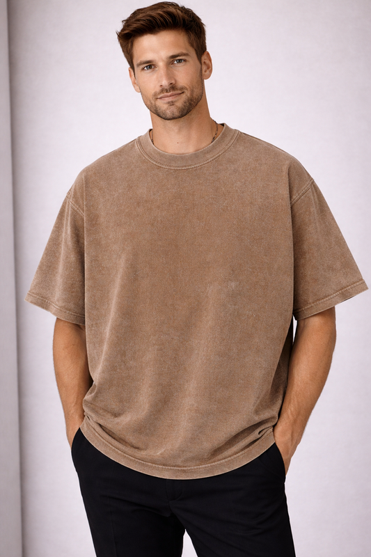 T-shirt Oversize délavé Marron