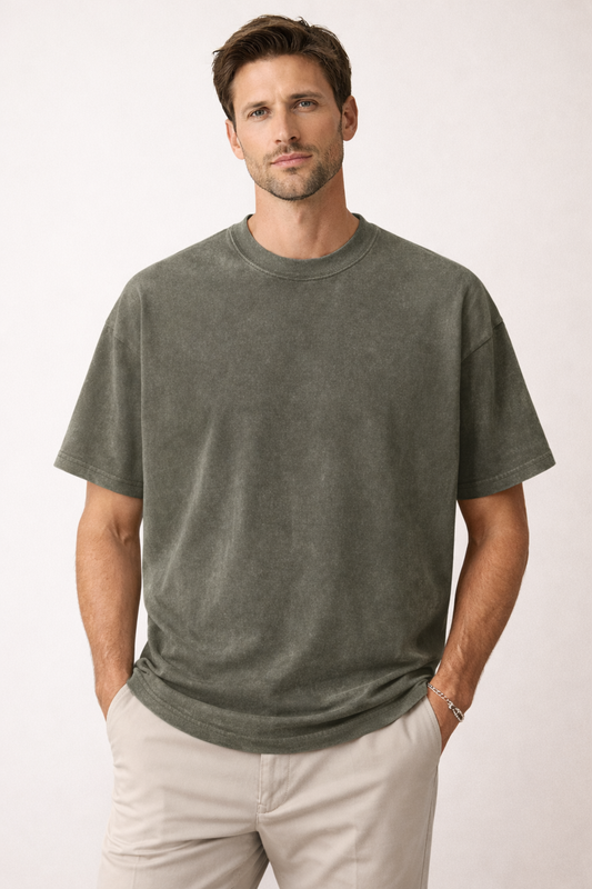T-shirt Oversize délavé Vert Kaki
