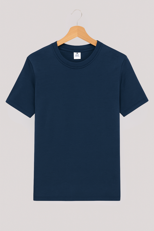 T shirt basique bleu marine à manches courtes 100% coton