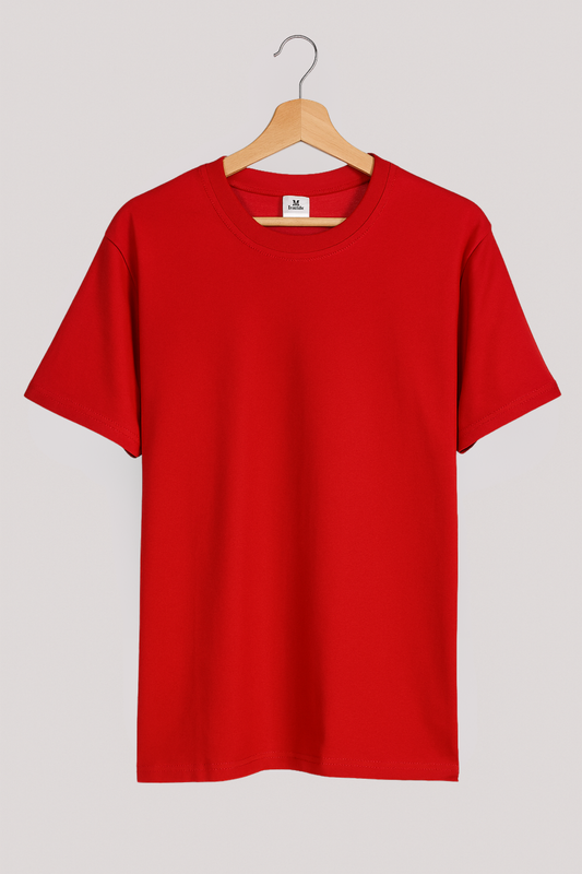 T shirt rouge basique à manches courtes 100% coton