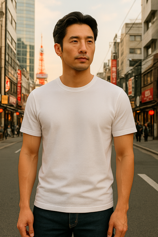 T-shirt blanc à manches courtes 100% coton