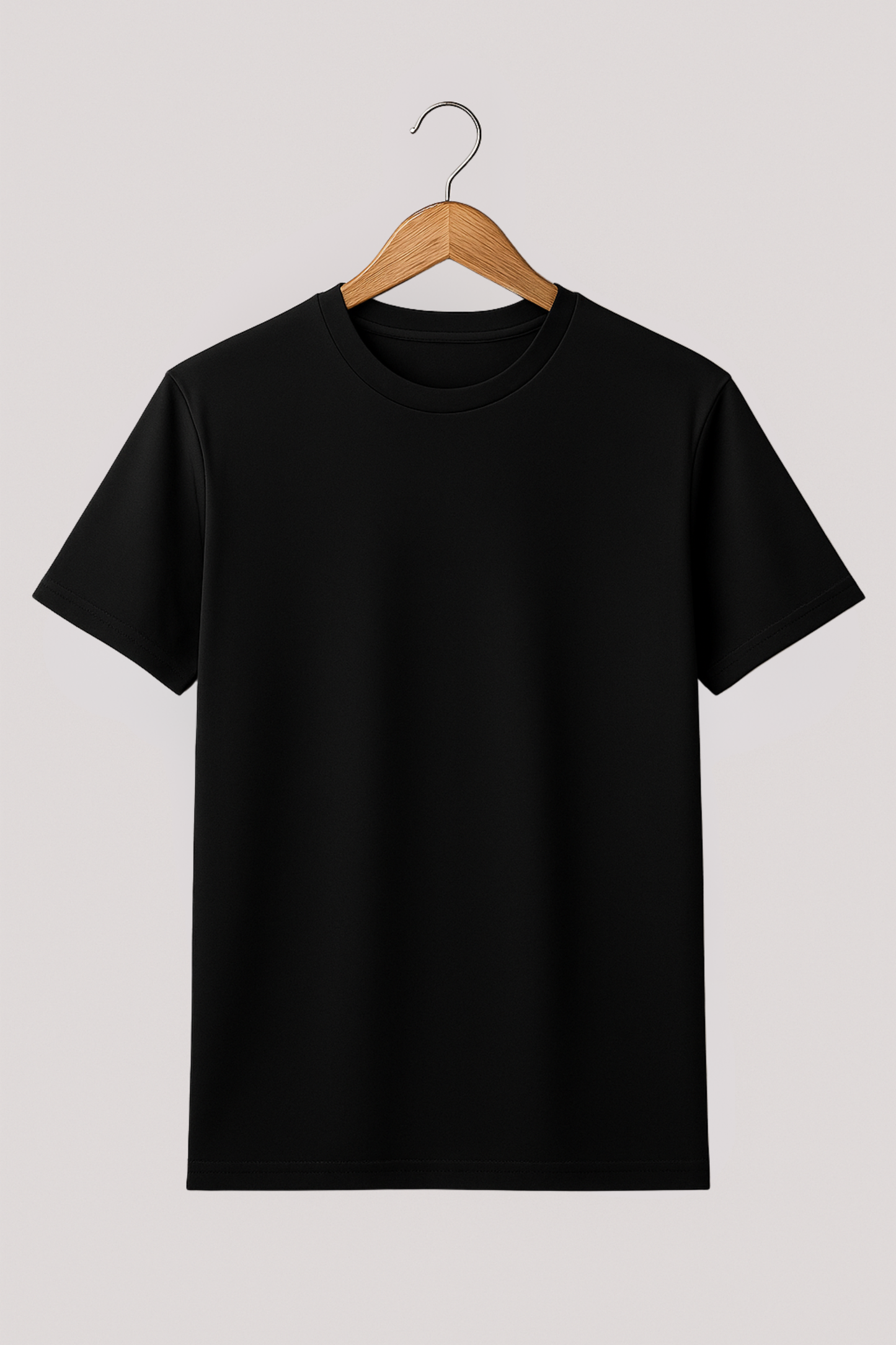 T-shirt noir basique à manches courtes 100% coton