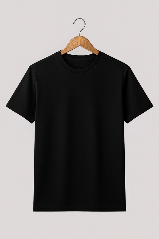 T-shirt noir basique à manches courtes 100% coton